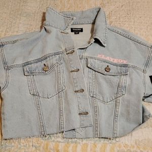 Playboy by Pacsun Cropped Jean Jacket